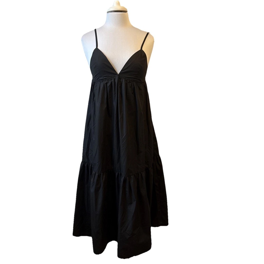 Forever 21 Babydoll Plunge Tiered Ruffle Midi Dress Women's XS Sexy Resort Beach